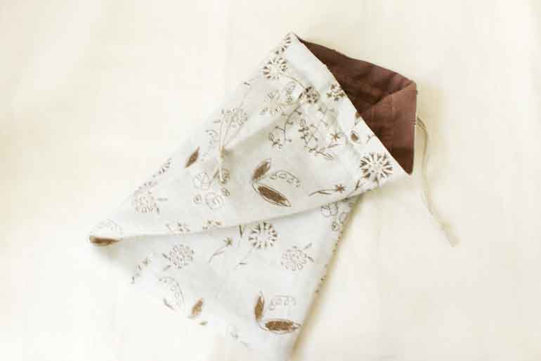 ワイルドフラワーズ <br />巾着セットサックスブルー×ベージュ